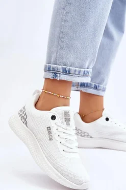 Sale Big Star Shoes Damskie Siateczkowe Buty Sportowe Memory Foam System Big Star LL274664 Białe