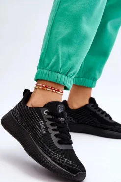 Best Damskie Siateczkowe Buty Sportowe Memory Foam System Big Star LL274662 Czarne Damskie Buty Sportowe Big Star|Sneakersy Damskie