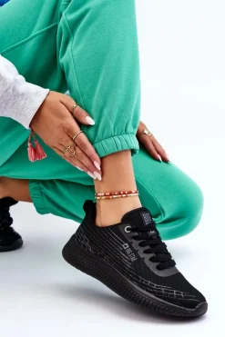 Best Damskie Siateczkowe Buty Sportowe Memory Foam System Big Star LL274662 Czarne Damskie Buty Sportowe Big Star|Sneakersy Damskie