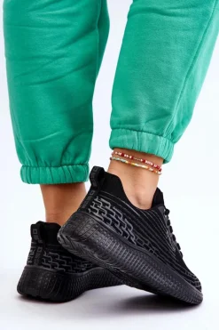 Best Damskie Siateczkowe Buty Sportowe Memory Foam System Big Star LL274662 Czarne Damskie Buty Sportowe Big Star|Sneakersy Damskie