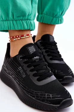 Best Damskie Siateczkowe Buty Sportowe Memory Foam System Big Star LL274662 Czarne Damskie Buty Sportowe Big Star|Sneakersy Damskie