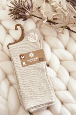 Online Aura.via Damskie Skarpetki Antybakteryjne Z Błyszczącą Nicią Beżowe