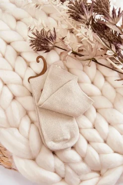 Online Aura.via Damskie Skarpetki Antybakteryjne Z Błyszczącą Nicią Beżowe