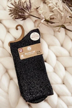 Online Aura.via Damskie Skarpetki Antybakteryjne Z Błyszczącą Nicią Czarne