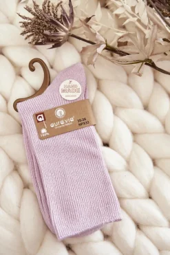 Skarpetki|Skarpetki>Aura.via Damskie Skarpetki Antybakteryjne Z Błyszczącą Nicią Różowe