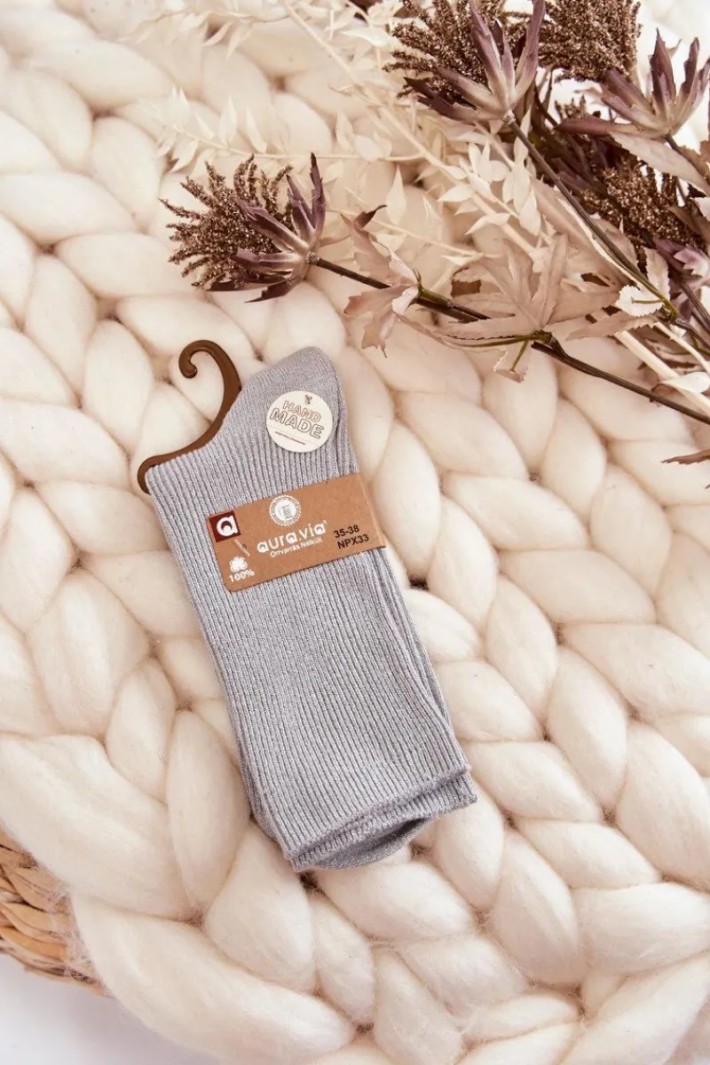 Sale Damskie Skarpetki Antybakteryjne Z Błyszczącą Nicią Szare Skarpetki|Skarpetki