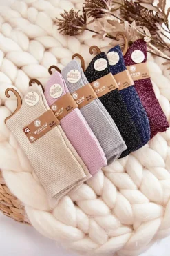 Sale Damskie Skarpetki Antybakteryjne Z Błyszczącą Nicią Szare Skarpetki|Skarpetki