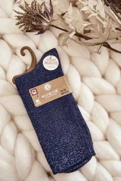 Sale Damskie Skarpetki Antybakteryjne Z Błyszczącą Nicią Granatowe Skarpetki|Skarpetki
