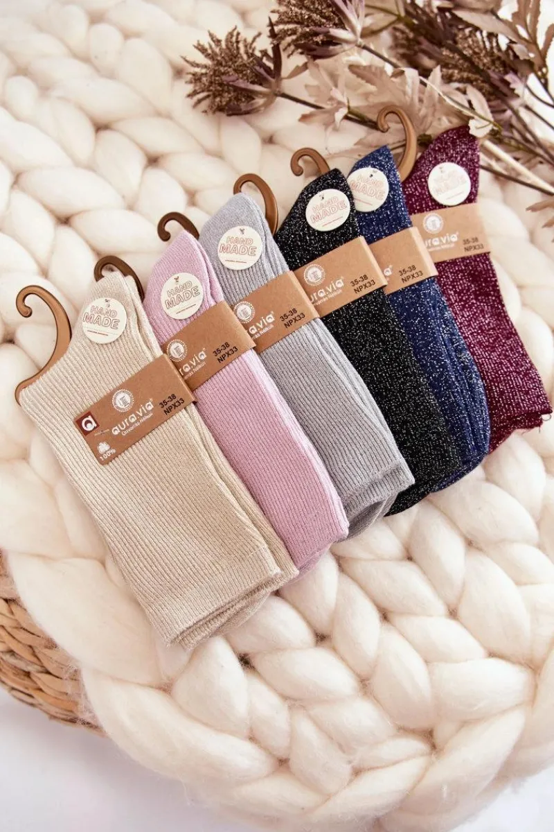 Sale Damskie Skarpetki Antybakteryjne Z Błyszczącą Nicią Granatowe Skarpetki|Skarpetki