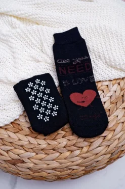 Sale Damskie Skarpetki Antypoślizgowe Ciepłe Czarne All You Need Is Love And WiFi Skarpetki|Skarpetki