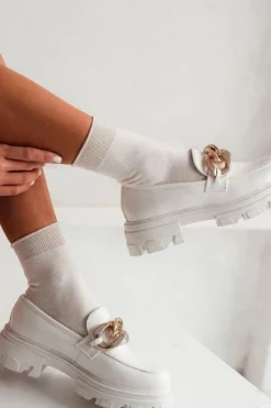 Online Milena Damskie Skarpetki Bawełniane Z Lureksowym Ściągaczem Ecru Beżowy