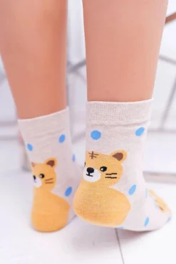 Discount Aura.via Damskie Skarpetki Beżowe z Tygryskiem