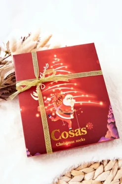 Skarpetki|Skarpetki>COSAS Damskie Skarpetki Mikołaje Zestaw 4 Pary + Zawieszka