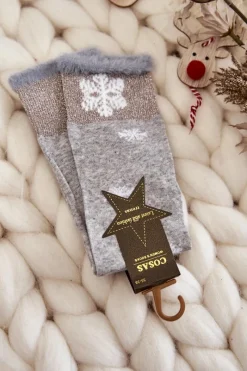Skarpetki|Skarpetki>COSAS Damskie Skarpetki Długie Ze Śnieżkami Szare