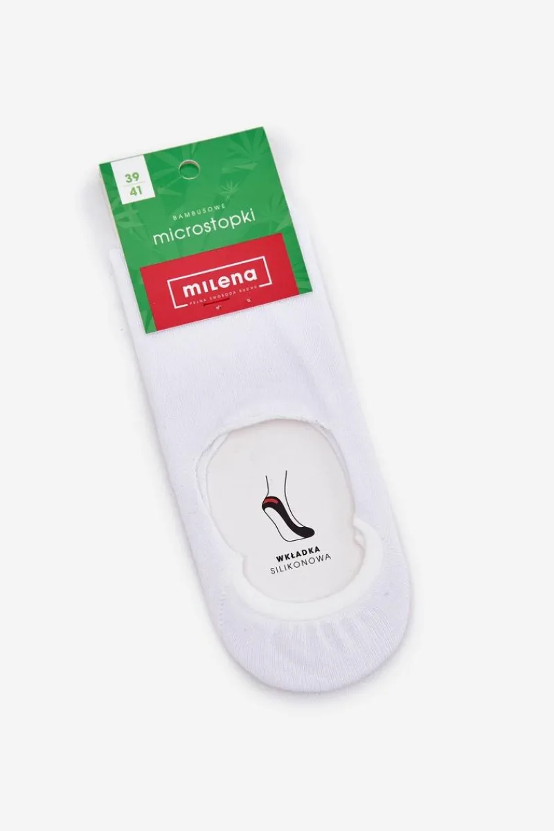 Skarpetki|Skarpetki>Milena Damskie Skarpetki Microstopki Bambusowe Białe