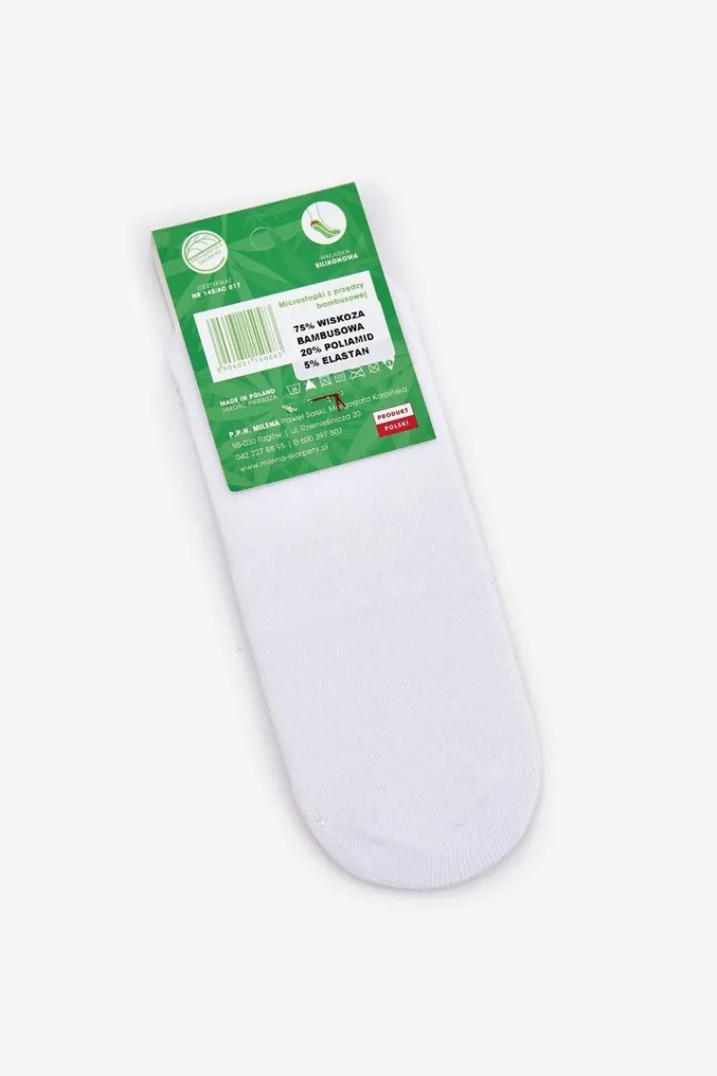 Skarpetki|Skarpetki>Milena Damskie Skarpetki Microstopki Bambusowe Białe
