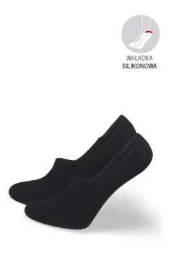 New Milena Damskie Skarpetki Microstopki Bawełniane Gładkie Czarne Czarny