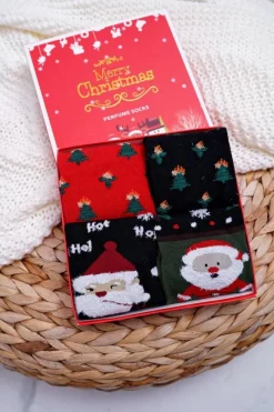 Hot COSAS Damskie Skarpetki Pachnące Zestaw 4 Pary Świąteczne A6