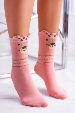 Online Damskie Skarpetki Różowe Tygrys z Uszami Skarpetki|Skarpetki