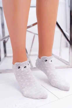 Best Boto Damskie Skarpetki Stopki Miś Szare