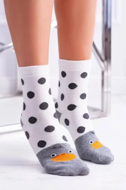Skarpetki|Skarpetki>Aura.via Damskie Skarpetki W Kropki Z Kaczuszką