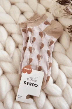 Online Damskie Skarpetki W Serca Beżowe Skarpetki|Skarpetki