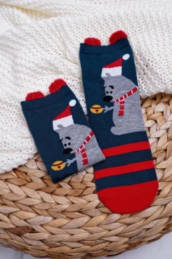 Hot COSAS Damskie Skarpetki Świąteczne Z Uszami i Niedźwiadkiem