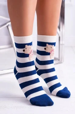 Discount Aura.via Damskie Skarpetki Świąteczne W Paski Miś Polarny