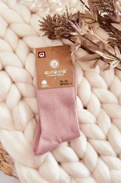 Skarpetki|Skarpetki>Aura.via Damskie Skarpetki Z Błyszczącą Nicią Różowe