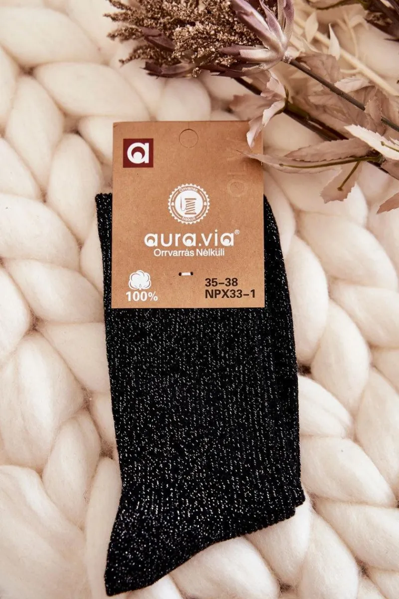 Sale Damskie Skarpetki Z Błyszczącą Nicią Czarne Skarpetki|Skarpetki