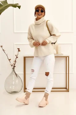 Discount Boto Damskie Skarpetkowe Botki Workery Beżowe Stormy