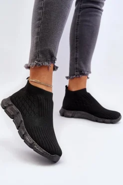 Buty Sportowe Na Platformie|Sneakersy Damskie>Boto Damskie Skarpetkowe Buty Sportowe Wsuwane Czarne Liraelia