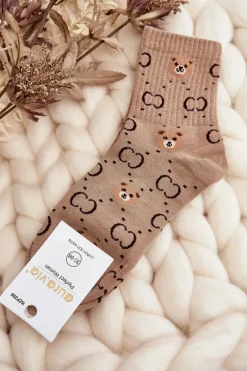 Online Aura.via Damskie Skarpety W Misie Brązowe