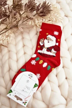Outlet Damskie Skarpety Z Mikołajem Czerwone Skarpetki|Skarpetki