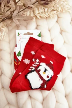 Skarpetki|Skarpetki>Aura.via Damskie Skarpety Z Pingwinkiem Czerwone