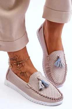 Loafersy Damskie|Mokasyny Damskie Skórzane></noscript>Evento Damskie Skórzane Ażurowe Mokasyny Jasnoróżowe Lanzarot Różowy