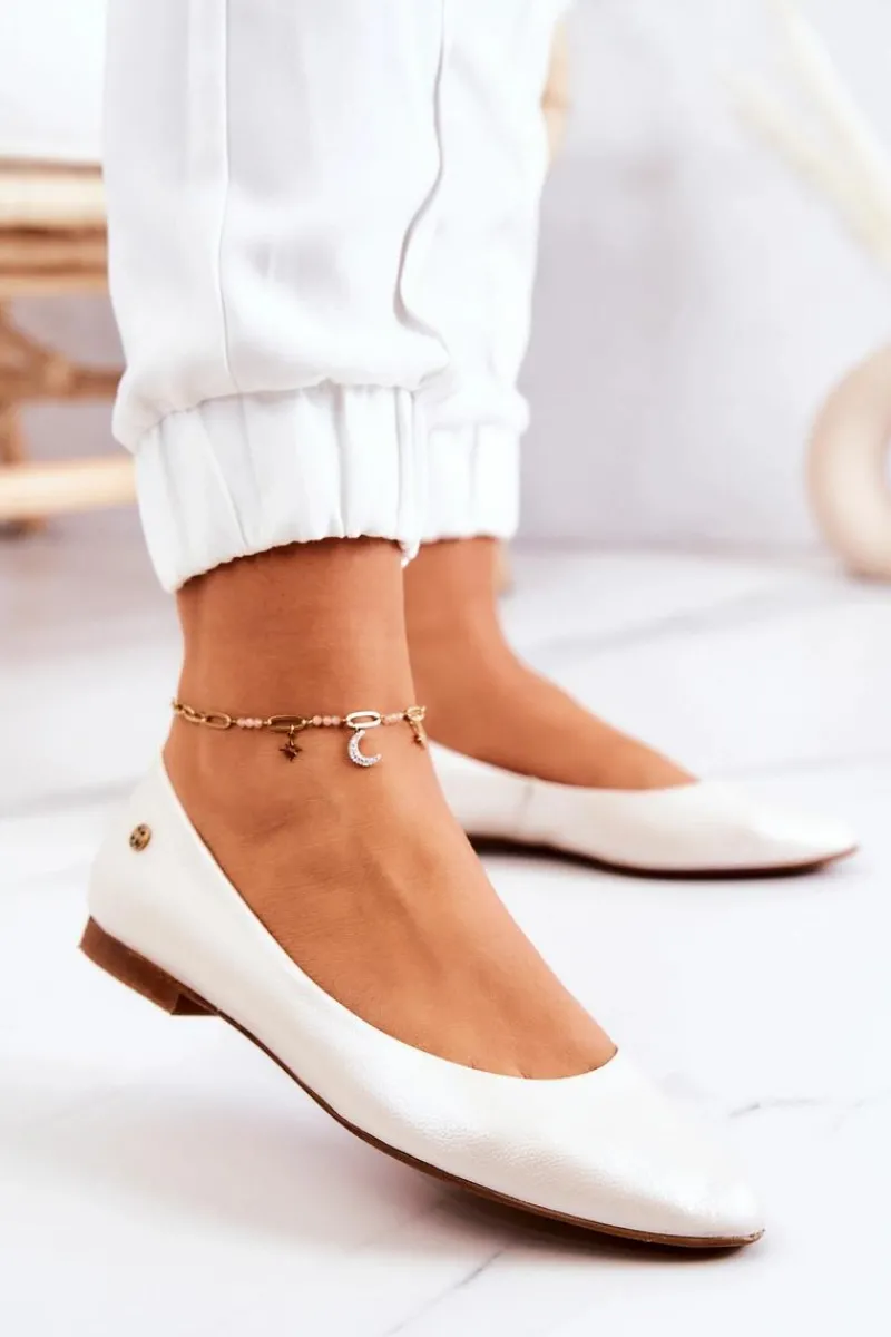 Baleriny Skórzane|Baleriny Klasyczne>Maciejka Damskie Skórzane Baleriny 04100-26 Jasnobeżowe