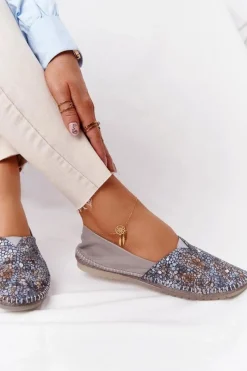 Sale Damskie Skórzane Baleriny 01930-86 Popielate Damskie Baleriny Skórzane|Baleriny Klasyczne