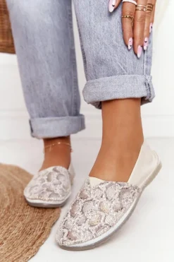 Sale Damskie Skórzane Baleriny Beżowo-Złote 01930-81 Damskie Baleriny Skórzane|Baleriny Klasyczne