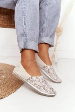 Sale Damskie Skórzane Baleriny Beżowo-Złote 01930-81 Damskie Baleriny Skórzane|Baleriny Klasyczne