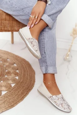 Sale Damskie Skórzane Baleriny Beżowo-Złote 01930-81 Damskie Baleriny Skórzane|Baleriny Klasyczne