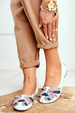 Botki Skórzane|Baleriny Skórzane>Maciejka Damskie Skórzane Baleriny Białe 01358-21 Biały