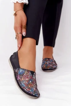 Baleriny Skórzane|Baleriny Klasyczne>Maciejka Damskie Skórzane Baleriny 01930-87 Czarne