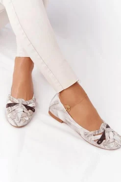 Discount Maciejka Damskie Skórzane Baleriny 01358-44 Brudny Beż