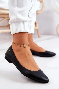 Baleriny Skórzane|Baleriny Klasyczne>Maciejka Damskie Skórzane Baleriny Czarne 04100-01