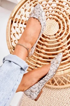 Baleriny Skórzane|Baleriny Klasyczne></noscript>Maciejka Damskie Skórzane Baleriny Złoto Beżowe 04100-22