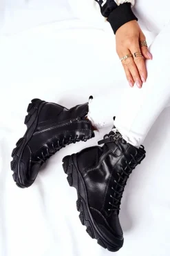 Outlet GOE Damskie Skórzane Botki II2N4031 Czarne