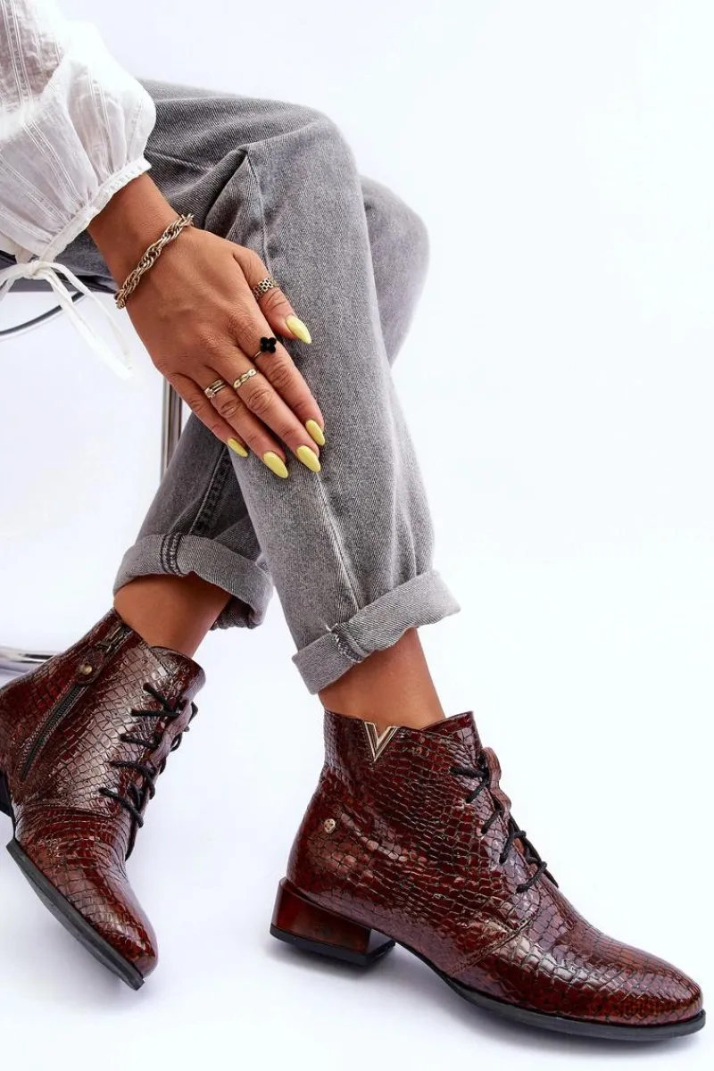 Botki Maciejka|Botki Skórzane>Maciejka Damskie Skórzane Botki 5743C-02 Brązowe Brązowy