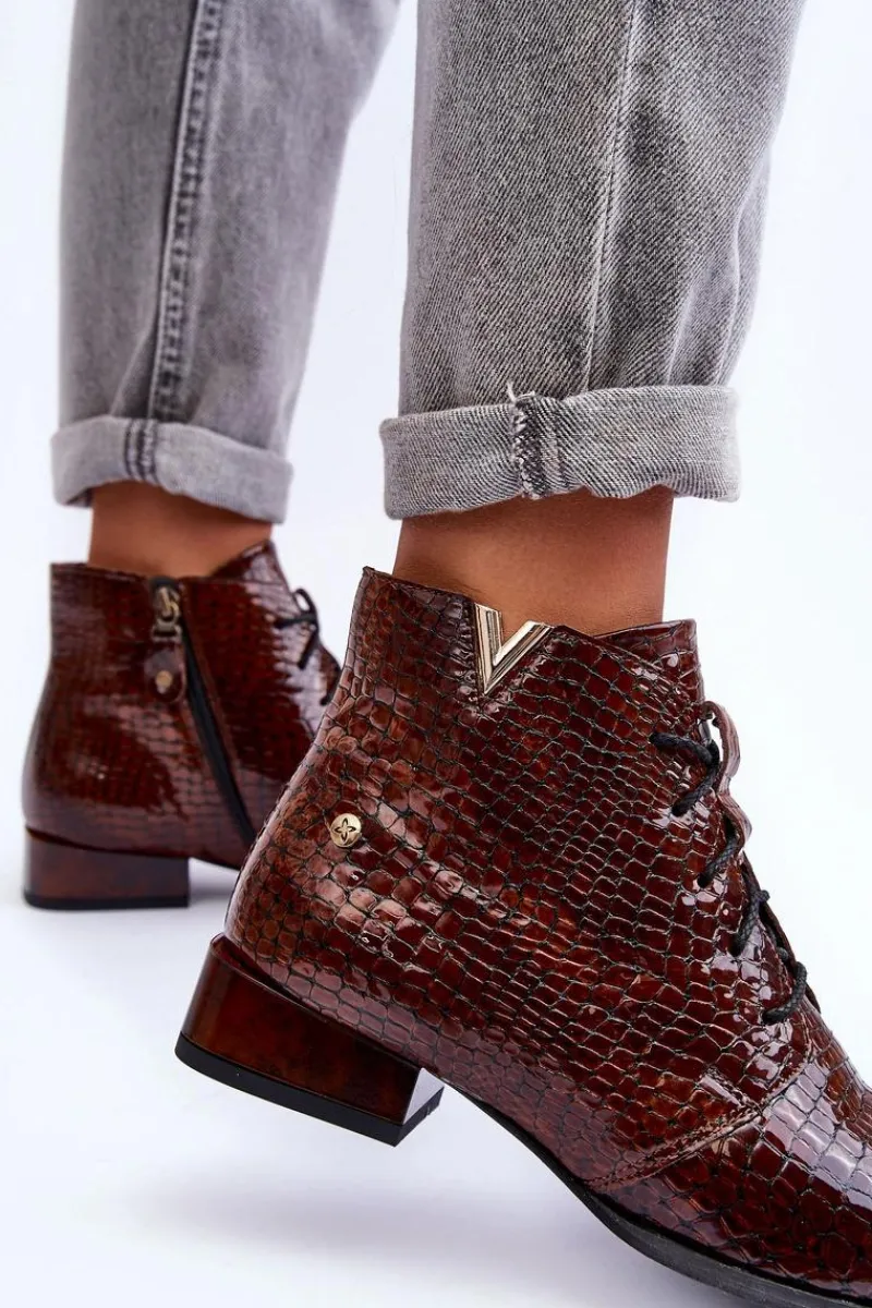 Botki Maciejka|Botki Skórzane>Maciejka Damskie Skórzane Botki 5743C-02 Brązowe Brązowy