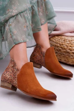 Botki Wiosenne|Botki Maciejka>Maciejka Damskie Skórzane Botki Rude 04091-49